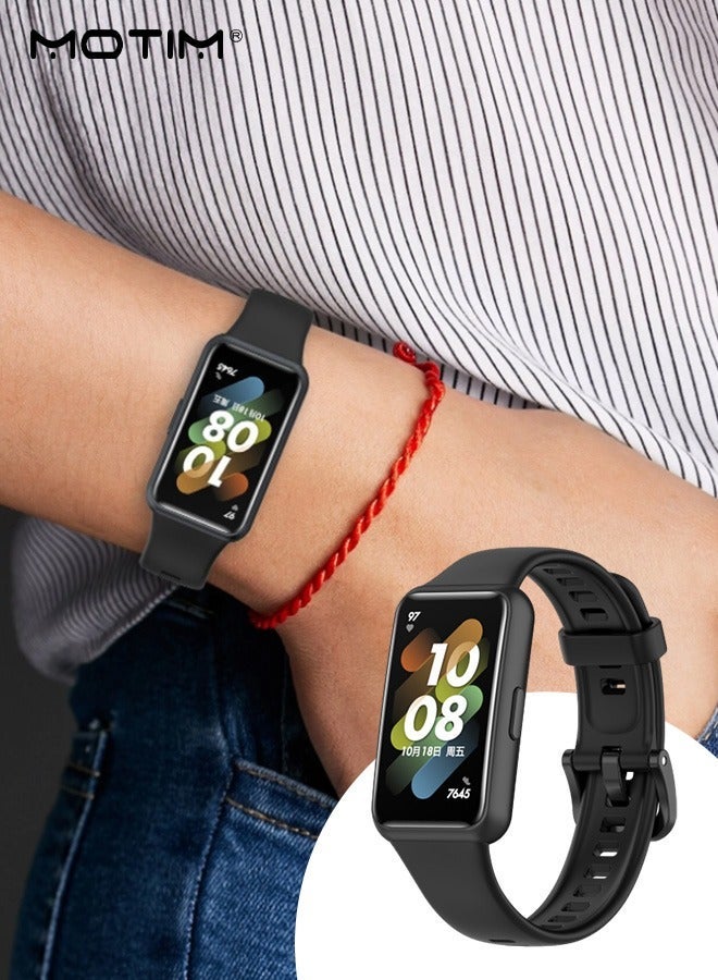 Motim Silicone Replacement Band Suitable for Huawei Band 7 Smart Watch, Classic Soft Sports Wristband for Huawei Band 7 for Men Women - Image 3