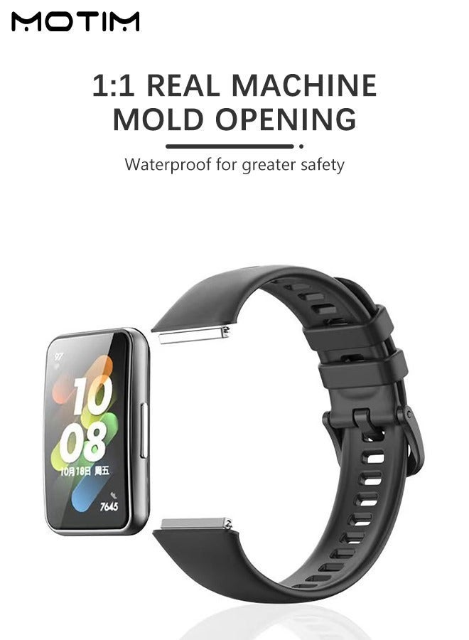 Motim Silicone Replacement Band Suitable for Huawei Band 7 Smart Watch, Classic Soft Sports Wristband for Huawei Band 7 for Men Women - Image 4
