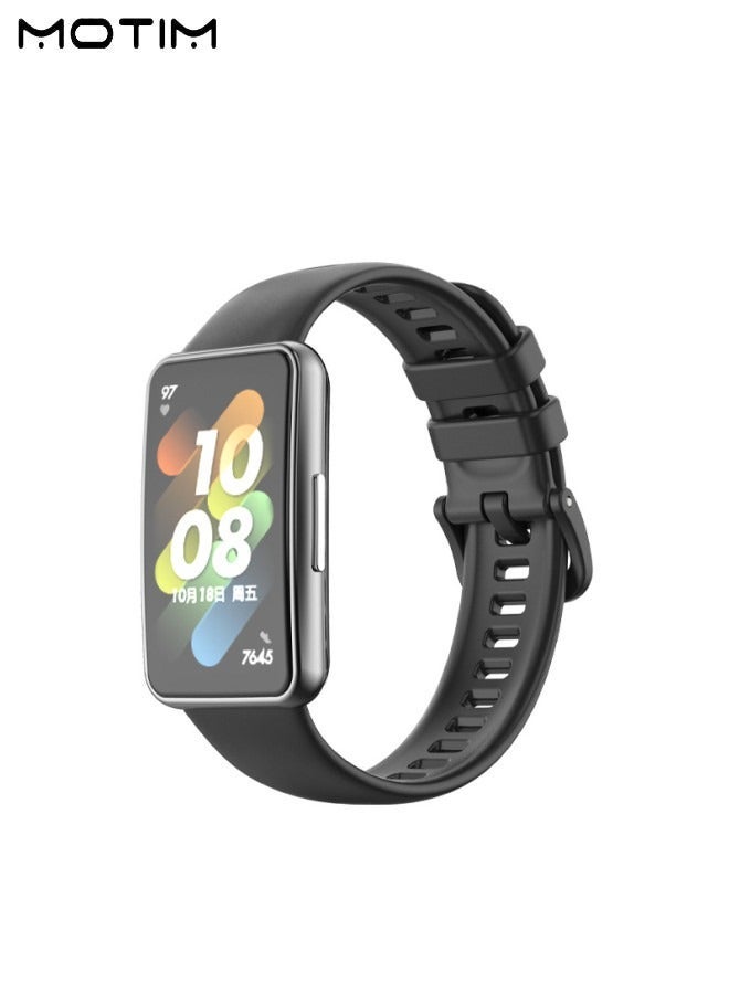 Motim Silicone Replacement Band for Huawei Band 7, Classic Soft Sports Wristband Adjustable Strap for Huawei Band 7 - Image 1