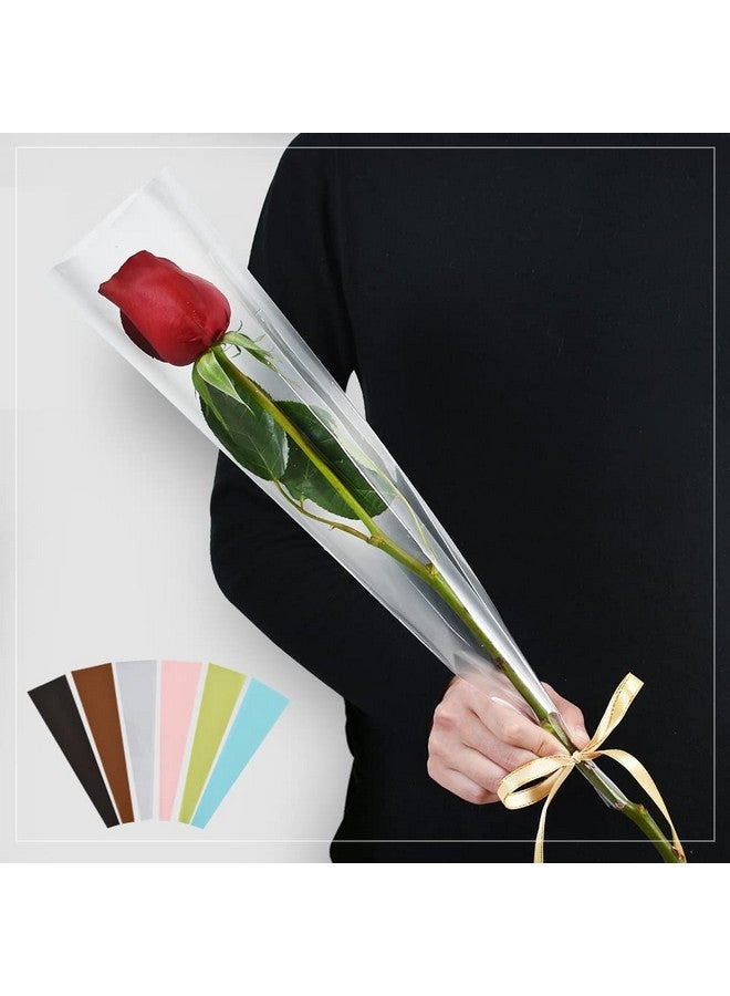 بيشيدا أكياس باقة من الورود الفردية من BEISHIDA، 100 قطعة، أكياس بلاستيكية لتغليف الورود لحفلات عيد الأم والتخرج وحفلات الزفاف وأعياد الميلاد وعيد الحب (شفافة) - Image 1
