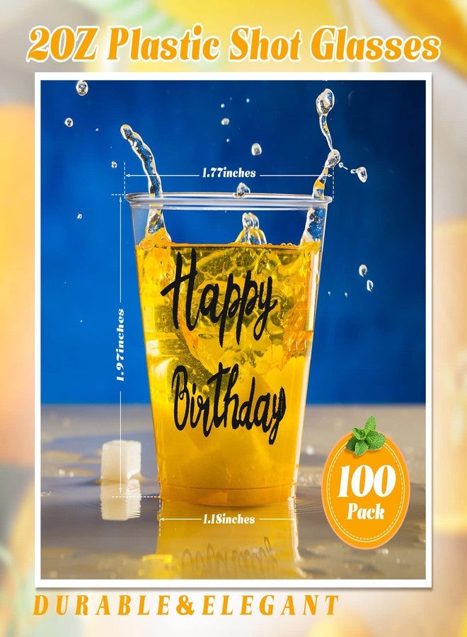 Nuogo 100 Pcs Happy Birthday Plastic Shot Glasses Birthday Party Favors 2 oz Cheer Cups for Anniversary Wedding Party Supplies - Image 2