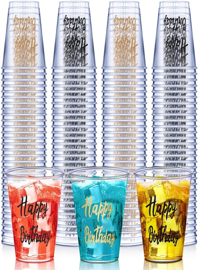 Nuogo 100 Pcs Happy Birthday Plastic Shot Glasses Birthday Party Favors 2 oz Cheer Cups for Anniversary Wedding Party Supplies - Image 1