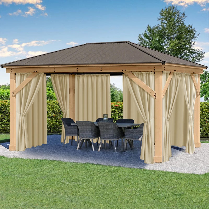 HolidayIdeas Outdoor Patio Curtains Waterproof with Rod Pocket 6 Pcs 54x84 Inch- Protect Privacy & Weatherproof Balcony Outdoor Curtains for Apartments,Porch, Pergola, Sliding Glass Door, Cream - Image 1