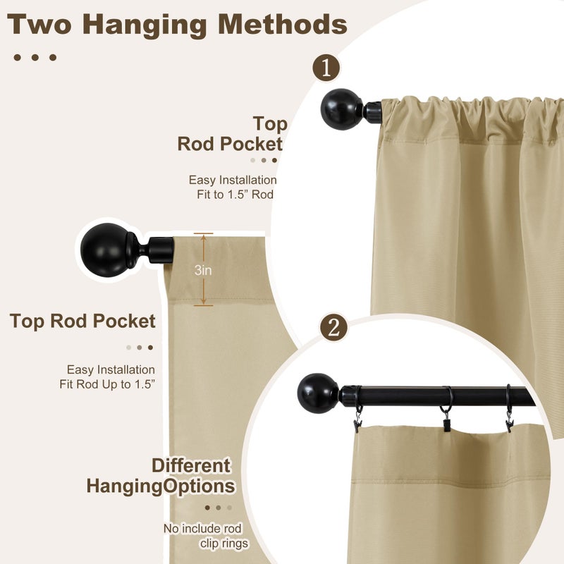 HolidayIdeas Outdoor Patio Curtains Waterproof with Rod Pocket 6 Pcs 54x84 Inch- Protect Privacy & Weatherproof Balcony Outdoor Curtains for Apartments,Porch, Pergola, Sliding Glass Door, Cream - Image 3