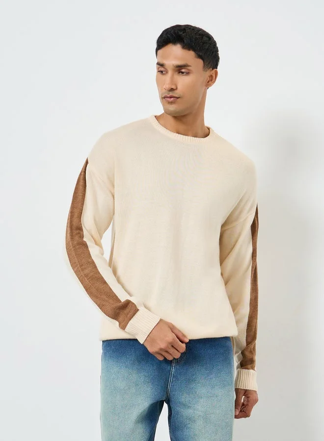 ستايلي سويتر بأكمام كتل ألوان وقصة واسعة