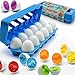 MOONTOY Dinosaur Matching Eggs for Toddlers Easter Eggs Toy 12PCS Educational Learning Color Shape Recognition Montessori STEM Toy Sorting Fine Motor Skills Easter Gift Easter Basket Stuffers - Image 2