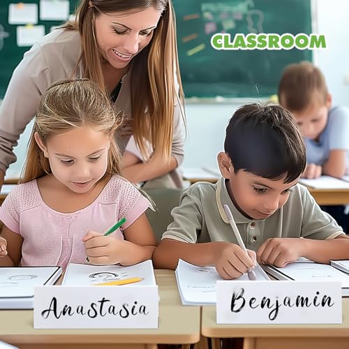 QUYSK 12 Pcs Dry Erase Name Tent Cards for Table, Reusable Name Cards 8.75" x 3" Desk Name Tents Sets with Dry Erase Markers and Erasers, Facilitate Effective Organization of Meetings and Classes - Image 5