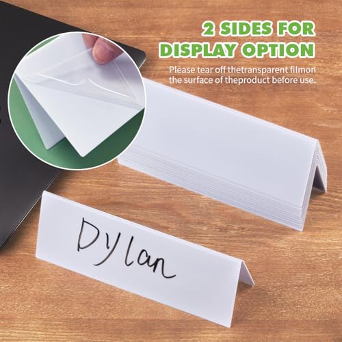QUYSK 12 Pcs Dry Erase Name Tent Cards for Table, Reusable Name Cards 8.75" x 3" Desk Name Tents Sets with Dry Erase Markers and Erasers, Facilitate Effective Organization of Meetings and Classes - Image 3