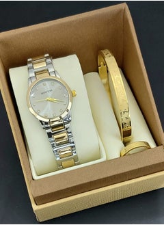 Analog watch, bracelet and ring set for women