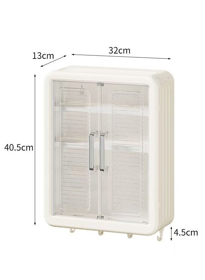 Bathroom Storage Rack,Kitchen Wall Cabinet Bathroom Storage Cabinet Large Capacity No Drilling Bathroom Storage Shelf Wall-Mounted Bathroom Kitchen Living Room Corridor Organizer Rack torage & Organisation Cabinet Double Door - Image 2