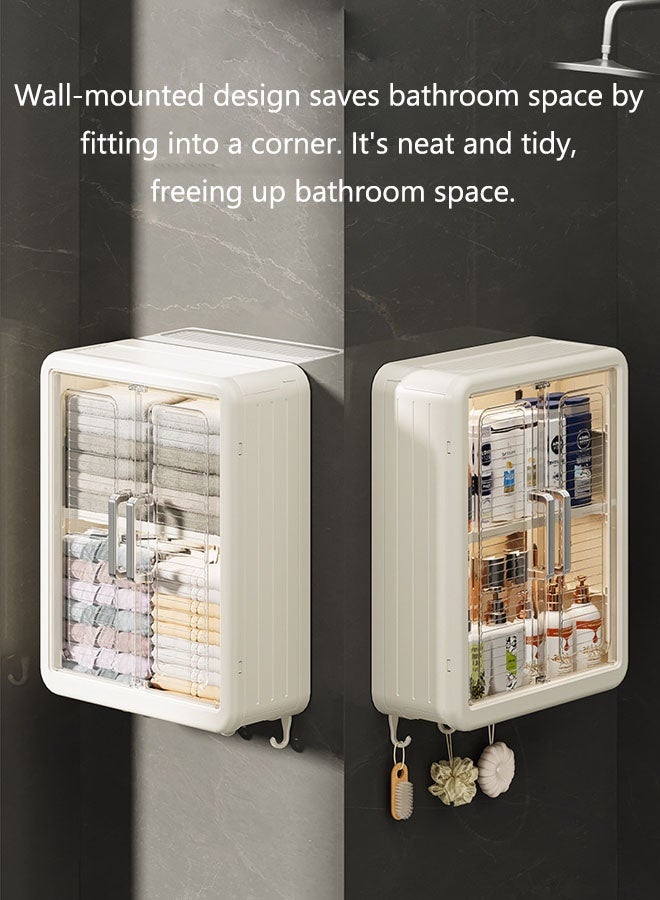 Bathroom Storage Rack,Kitchen Wall Cabinet Bathroom Storage Cabinet Large Capacity No Drilling Bathroom Storage Shelf Wall-Mounted Bathroom Kitchen Living Room Corridor Organizer Rack torage & Organisation Cabinet Double Door - Image 3