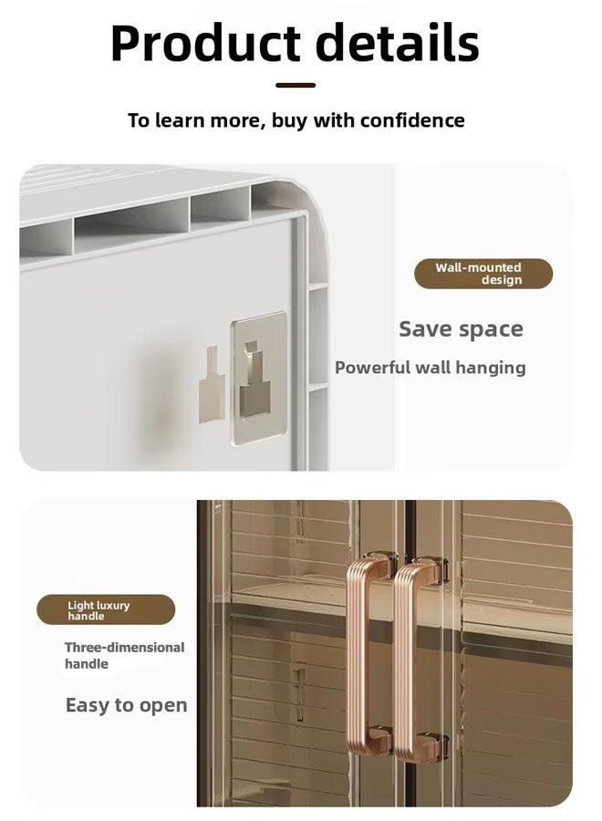 Bathroom Storage Rack,Kitchen Wall Cabinet Bathroom Storage Cabinet Large Capacity No Drilling Bathroom Storage Shelf Wall-Mounted Bathroom Kitchen Living Room Corridor Organizer Rack torage & Organisation Cabinet Double Door - Image 4