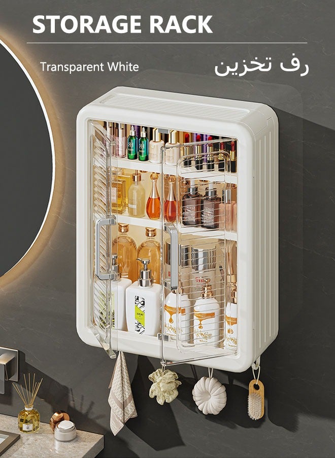 Bathroom Storage Rack,Kitchen Wall Cabinet Bathroom Storage Cabinet Large Capacity No Drilling Bathroom Storage Shelf Wall-Mounted Bathroom Kitchen Living Room Corridor Organizer Rack torage & Organisation Cabinet Double Door - Image 1