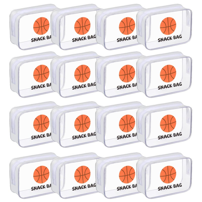 Kuabiz 16 Pcs Basketball Snack Bags for Team Basketball Party Gift Bags Clear Basketballs Goodie Snack Treat Candy Bag for Team Ground Birthday Sports Basketballs Party Favors - Image 2
