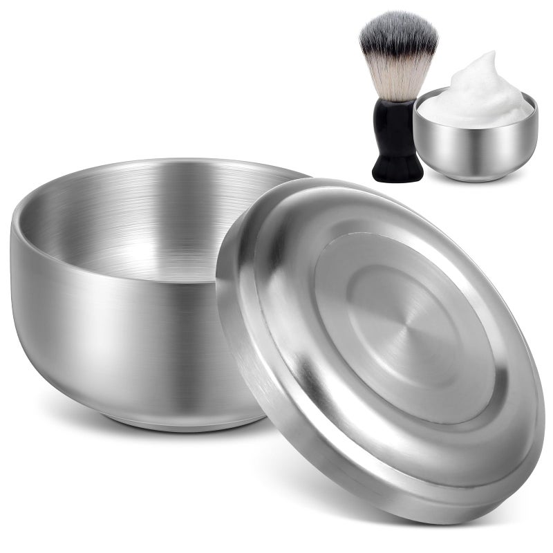 Artibetter Shaving Bowl, Shave Bowl Stainless Steel, Shaving Soap Bowl with Lid, 4 Inch Shaving Mug, Unbreakable Shaving Cup for Wet/Hot Shave (Silver) - Image 1