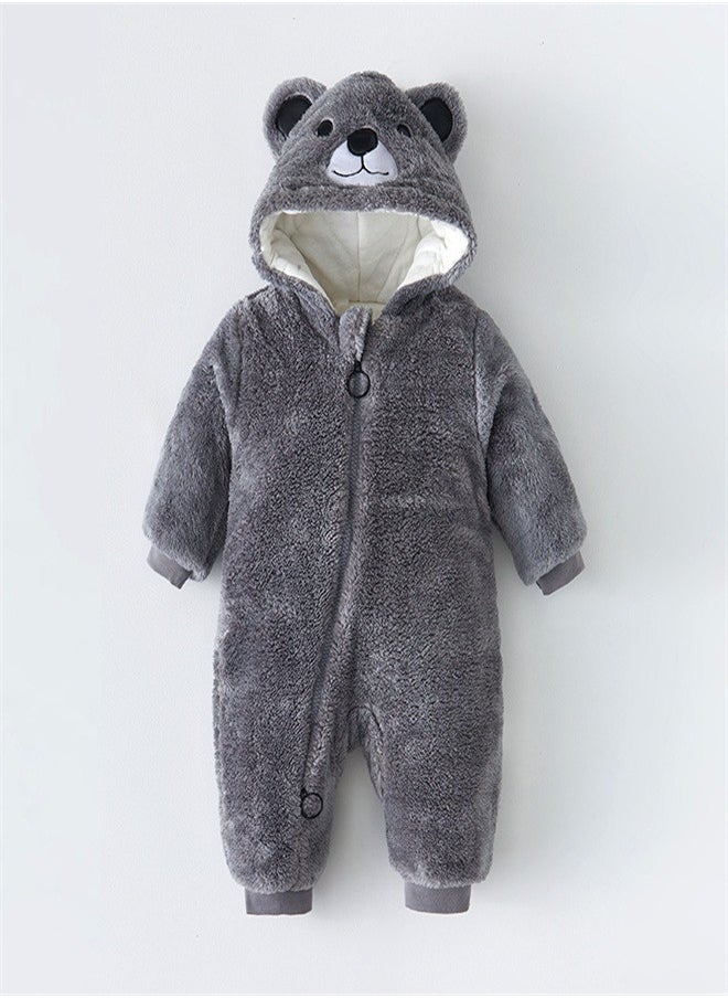 Loquat Squality Baby Thick Hooded Jumpsuit Grey  - Image 1