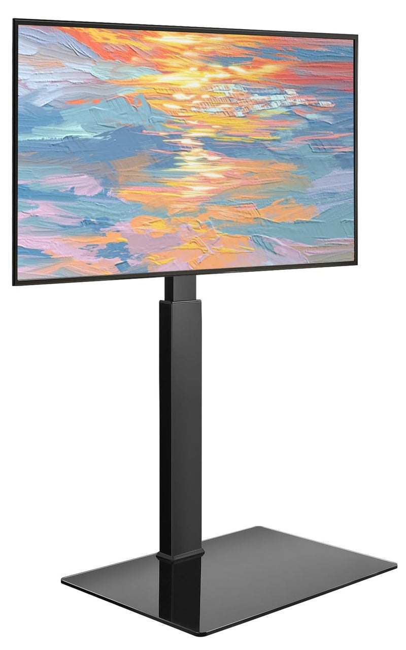 WKWKER Floor TV Stand for 27-65 inch LED Screen Adjustable TV Stand with Mount Swivel Floor Televisions Stand with Tempered Glass Base for Corner Bedroom Living Room Max VESA 400x400mm - Image 1