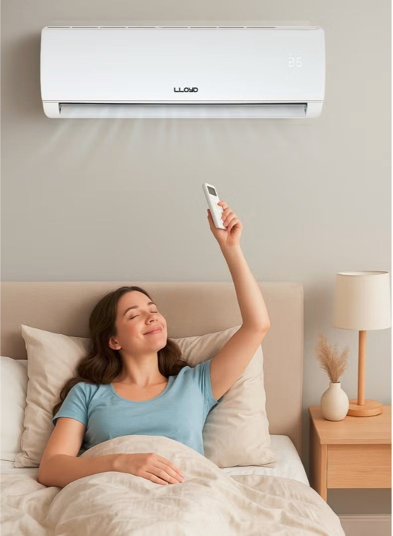 Lloyd مكيف هواء سبليت غير عاكس من لويد بسعة 1.5 طن، موديل GOS18P01WACR10 – تبريد 18,000 وحدة حرارية بريطانية، ضاغط مكبس متين مع ضمان 5 سنوات، تصنيف مناخ T3 للحرارة الشديدة، مادة تبريد صديقة للبيئة R-410A، وظيفة إعادة التشغيل التلقائي، دوران هواء بأربعة اتجاهات، تصميم أنيق باللون الأبيض - Image 3