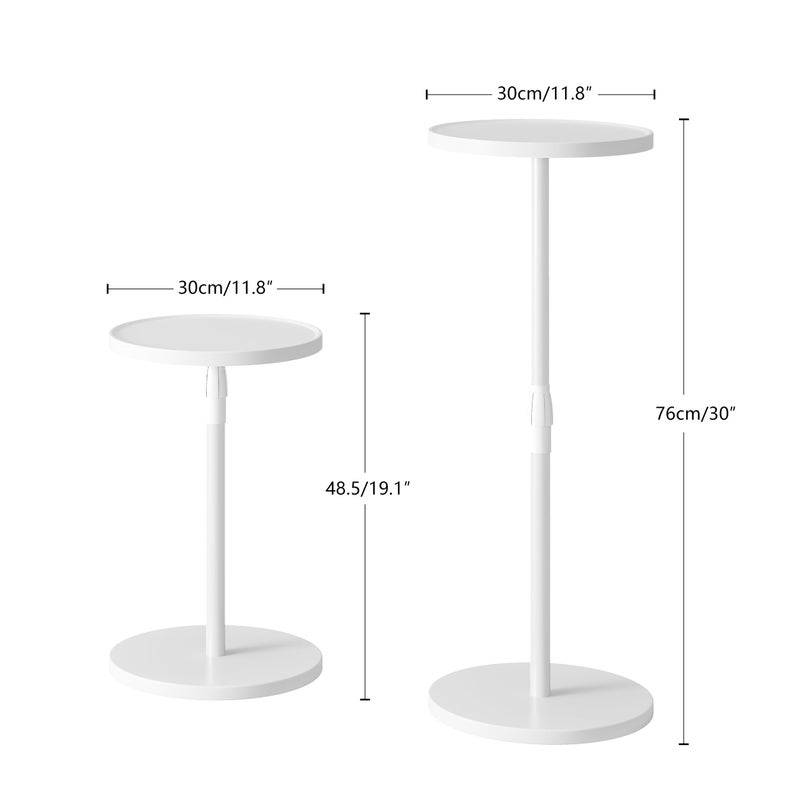 IRCPEN Adjustable End Table, Small Round Side Table, Drink Table for Small Spaces, Pedestal Nightstand for Living Room, Bedroom, Sofa Couch, White ET-010WW - Image 3