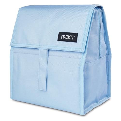 Packit® Freezable Lunch Bag, Sky Blue, Built with ECOFREEZE® Technology, Foldable, Reusable, Zip and Velcro Closure with Buckle Handle, Designed for Work Lunches and Fresh Lunch On the Go - Image 2