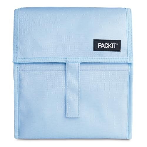 Packit® Freezable Lunch Bag, Sky Blue, Built with ECOFREEZE® Technology, Foldable, Reusable, Zip and Velcro Closure with Buckle Handle, Designed for Work Lunches and Fresh Lunch On the Go - Image 1