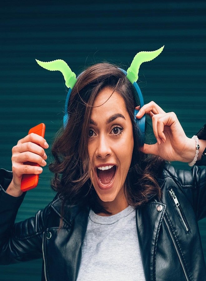 HOMSFOU Glow-in-the-Dark Green Silicone Horns for Headphones - Cute Headset Decoration Attachment for Cosplay, Halloween, and Festival Props - Image 2