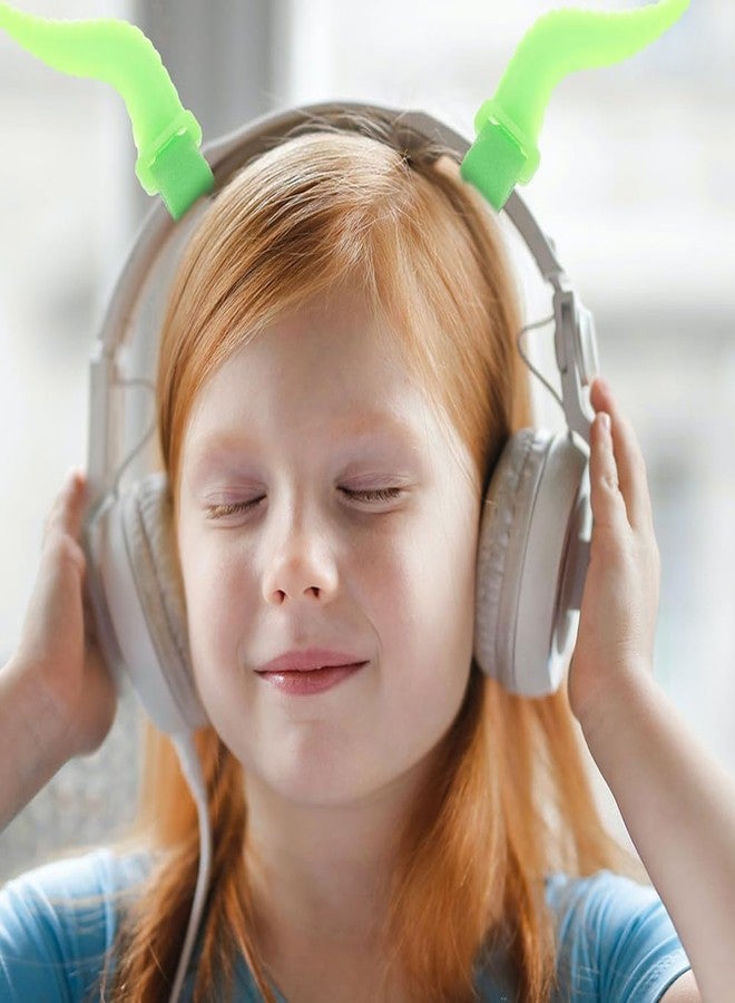 HOMSFOU Glow-in-the-Dark Green Silicone Horns for Headphones - Cute Headset Decoration Attachment for Cosplay, Halloween, and Festival Props - Image 3