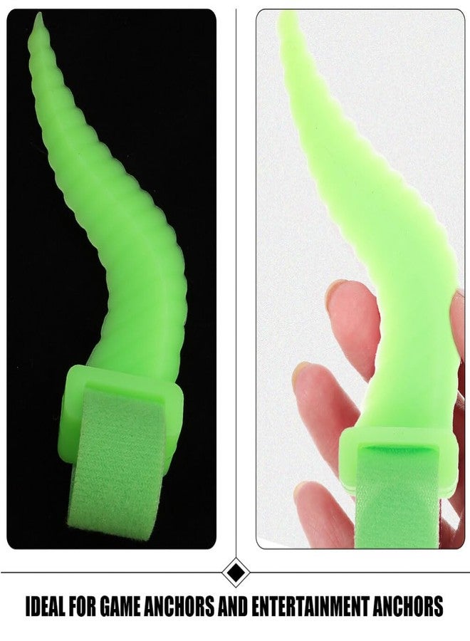 HOMSFOU Glow-in-the-Dark Green Silicone Horns for Headphones - Cute Headset Decoration Attachment for Cosplay, Halloween, and Festival Props - Image 5
