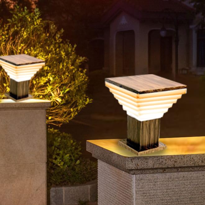 kinis Golden Antique and Milky Down Step Classic Lamp/Gate Light/Outdoor Lamp/Outdoor Light/Pillar Light at Entrance Outdoor Home, Restaurant, Office, etc. (Pack of 2, Without Bulb) - Image 1
