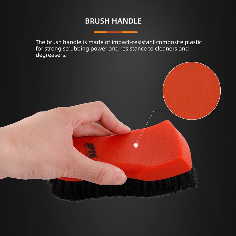 SPTA 3Pcs Car Detailing Brush Kit, Leather & Textile Interior Brush, Comfortable Grip and Scratch-Free Cleaning for Dashboard, Wheels, Seats, Foot Mats and Small Areas, Black - Image 4