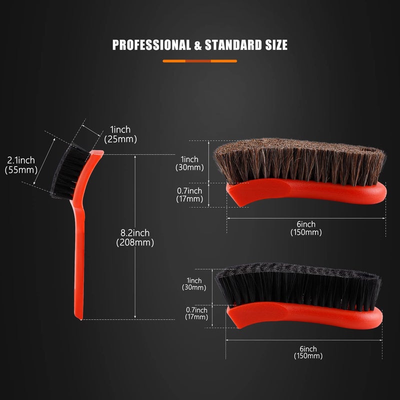 SPTA 3Pcs Car Detailing Brush Kit, Leather & Textile Interior Brush, Comfortable Grip and Scratch-Free Cleaning for Dashboard, Wheels, Seats, Foot Mats and Small Areas, Black - Image 3