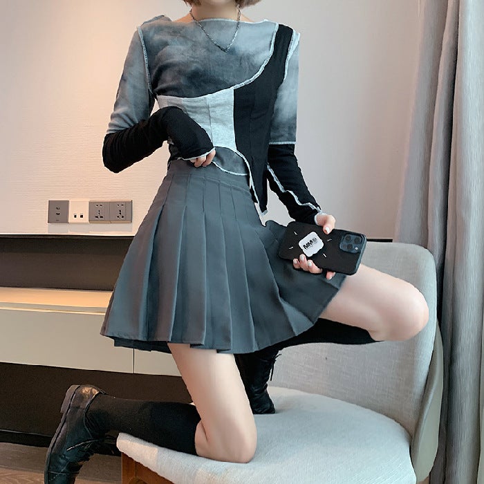 A-Line Pleated Dress Skirt with Safety Shorts for Women deep khakis - Image 4