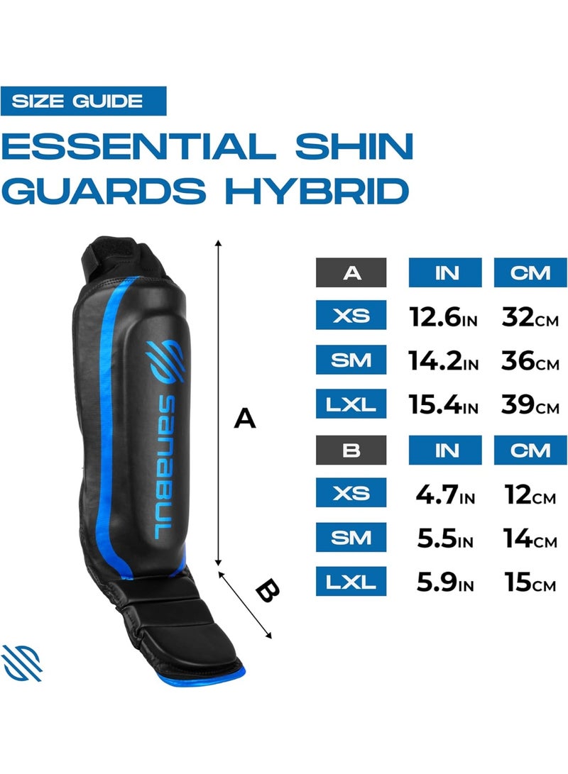 سنابول واقي سيقان Sanabul للمواي تاي والملاكمة – أزرق معدني، L/XL، أحزمة قابلة للتعديل - Image 3