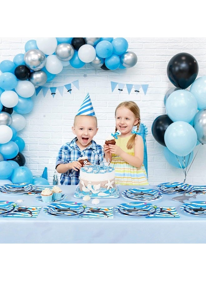 Orca Party Plates and Napkins - 48 PCS Orca Birthday Party Supplies for Kids Blue Ocean Under the Sea Party Decorations Baby Shower Dinner Dessert Tableware Set Serves 16 Guests