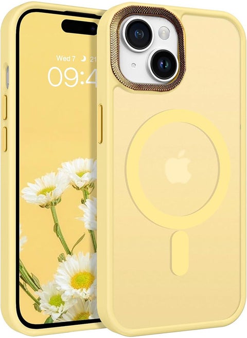 Case BENTOBEN Magnetic Iphone 15, Compatible with Wireless Charger and Magsafe Card Wallet, Simple Clear Shockproof Drop Resistant Anti-Fingerprint Case Compatible with Iphone 15 - Yellow