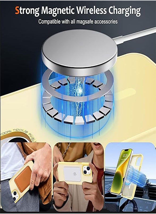 Generic - Case BENTOBEN Magnetic Iphone 15, Compatible with Wireless Charger and Magsafe Card Wallet, Simple Clear Shockproof Drop Resistant Anti-Fingerprint Case Compatible with Iphone 15 - Yellow - Image 1