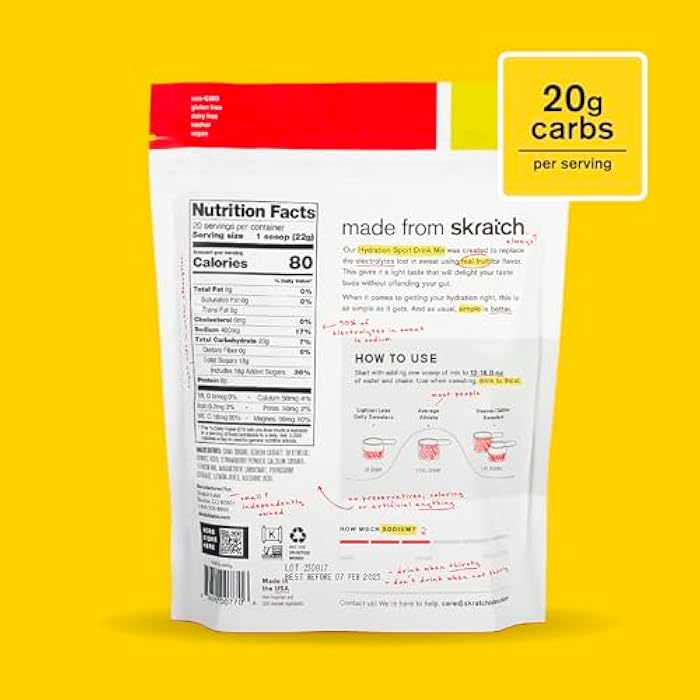 Skratch Labs Hydration Powder | Sport Drink Mix | Electrolytes Powder for Exercise, Endurance, and Performance | Strawberry Lemonade | 20 Servings | Non-GMO, Vegan, Kosher - Image 2