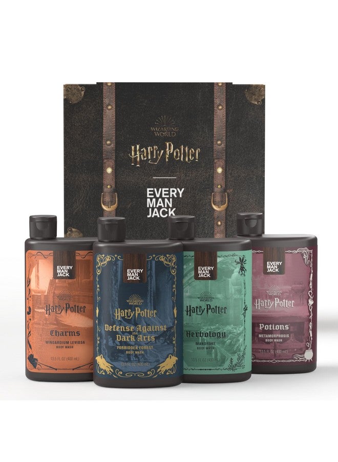 Every Man Jack Harry Potter Collectors Body Wash Gift Set - Includes 4 Body Washes with Clean Ingredients & Hogwarts Inspired Scents - Forbidden Forest, Charms, Herbology, Potions - Image 1