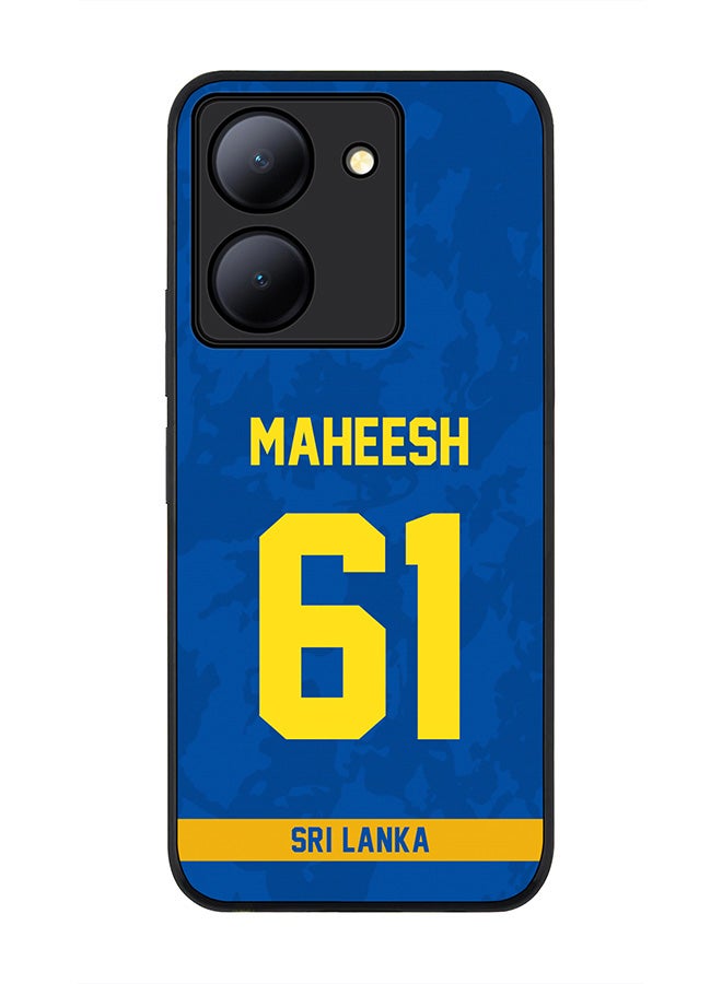 Stylizedd حافظة حواف سوداء متينة لهاتف Vivo Y36 / Vivo Y36 5G، غلاف مرن نحيف - فريق سريلانكا ماهيش ثيكشانا، رقم القميص 61 - Image 1