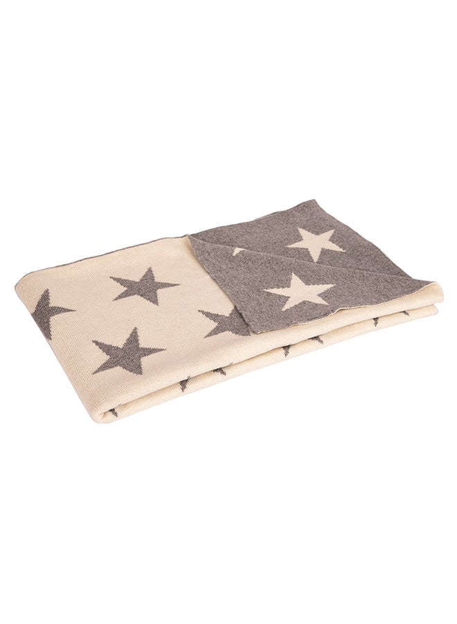 Alina Blanket 100% Cotton Knitted (Star Light Grey Melange-Natural ) - Image 2