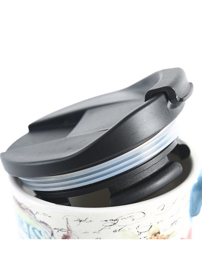 Topadorn Tall Ceramic Travel Mug 17 oz. Sealed Lid With Gift Box Paris - Image 5