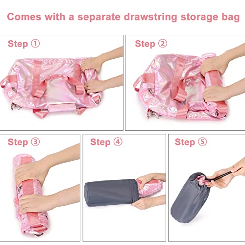LEDAOU Gym Bag Sports Duffle Bag with Wet Pocket Weekender Overnight Bags with Waterproof Shoe Compartment for Girls Kids Women Travel Dance Yoga Workout Bags (Pink) - Image 3
