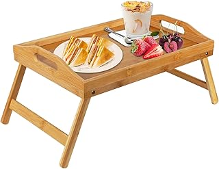 Pipishell Pipishell Bamboo Bed Tray Table With Foldable Legs, Breakfast Tray for Sofa, Bed, Eating, Working, Used As Laptop Desk - Image 1