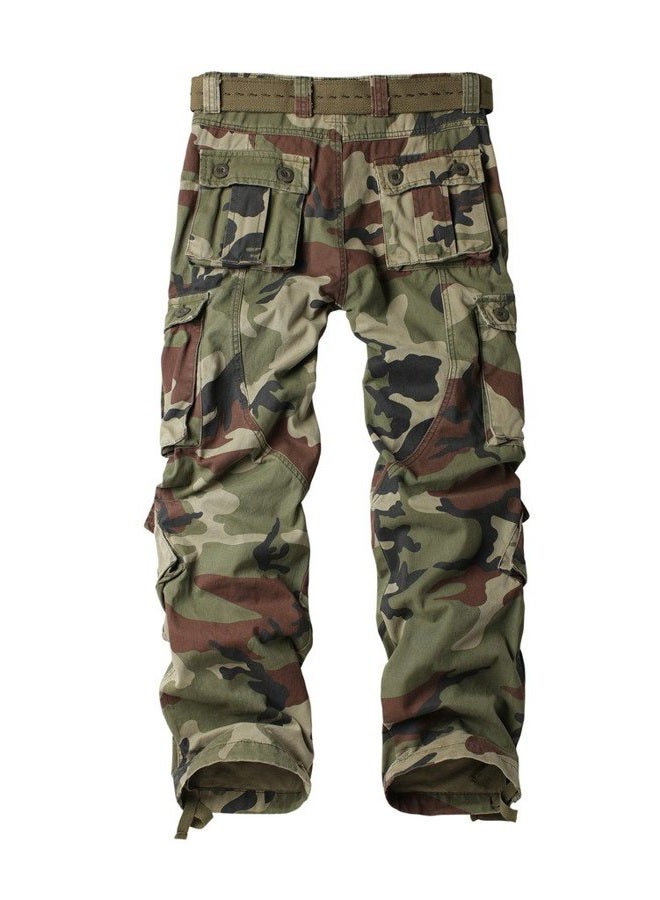 AKARMY Men's Casual Cargo Pants Military Army Camo Pants Combat Work Pants with 8 Pockets, Battlefield Camo, 36 - Image 2