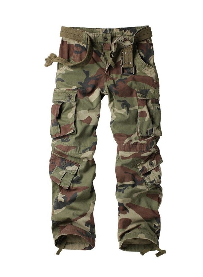 AKARMY Men's Casual Cargo Pants Military Army Camo Pants Combat Work Pants with 8 Pockets, Battlefield Camo, 36 - Image 1