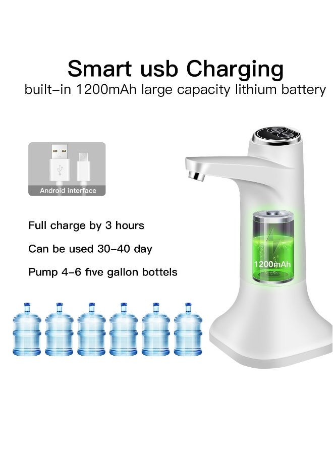 Portable Water Dispenser, 2 in 1 Drinking Water Pump with Base, Universal Pump for 5 Gallon Water Jugs Bottles, Suitable for Home Office Outdoor (Silver White) - Image 4