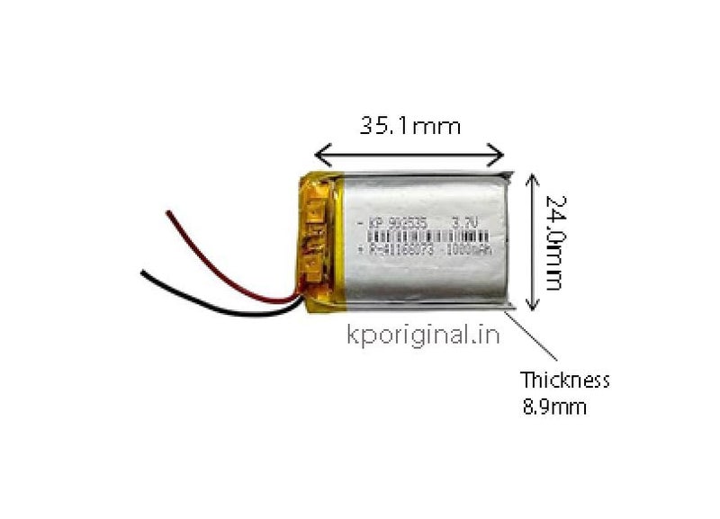 KP Original Battery KP Original 3.7V 1000mAh Rechargeable Battery, 902535 for RC Cars, Gaming Devices, Robotics (Without Connector) - Image 2