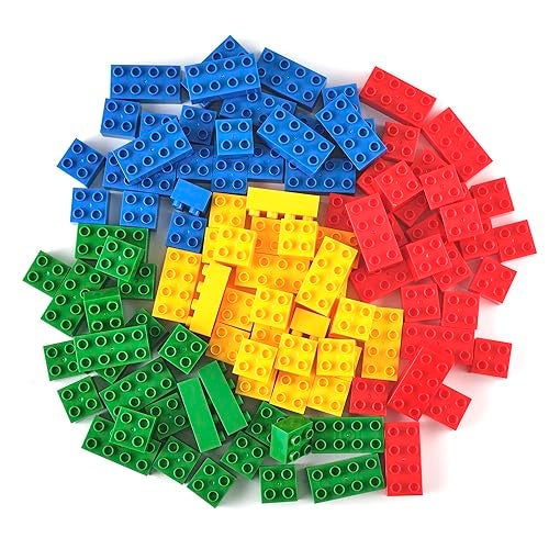 Strictly Briks لعبة بناء ستريكتلي بريكس - كتل كبيرة متوافقة مع مجموعة ليغو ديوبلو للأطفال والرضع للعب الإبداعي والتعلم، 108 قطعة/ألوان أساسية - Image 1