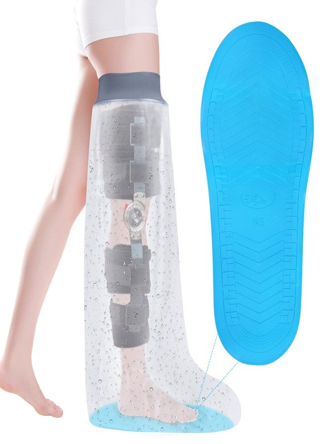 COMFYTHERA Large Waterproof Leg Cast Cover for Shower with Non-Slip Padding Bottom Wound Protector Bath Adult Watertight Cast Bag Showering for Surgery, Ankle, Burns Reusable Keeps Wounds Dry (E-Long Leg) - Image 1