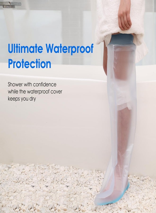 COMFYTHERA Large Waterproof Leg Cast Cover for Shower with Non-Slip Padding Bottom Wound Protector Bath Adult Watertight Cast Bag Showering for Surgery, Ankle, Burns Reusable Keeps Wounds Dry (E-Long Leg) - Image 3